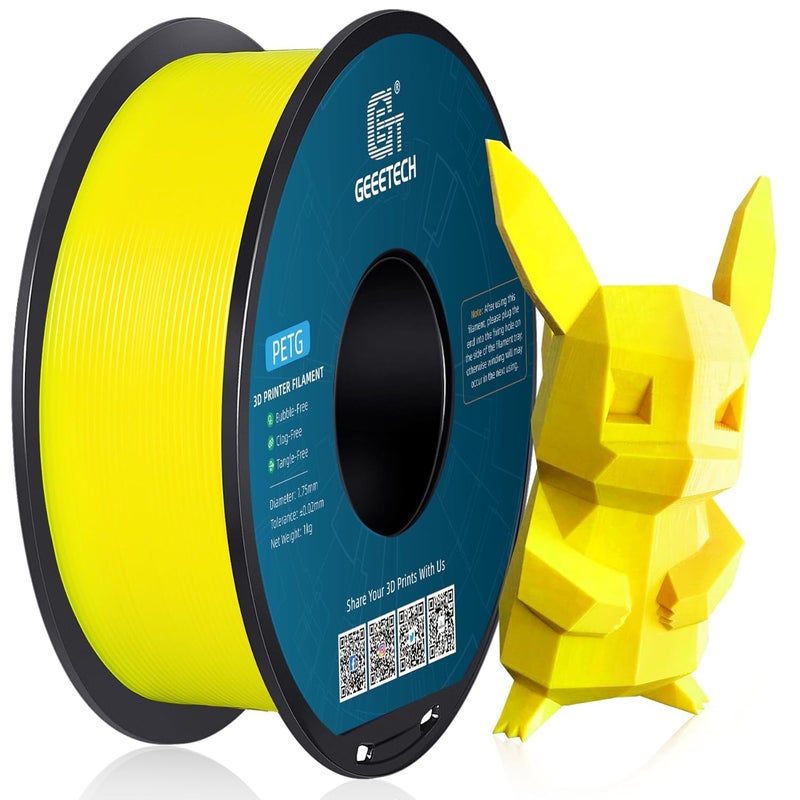 Geeetech PETG Filament 1.75mm Yellow, 1 KG (2.2lbs) Spool 3D Printer Filament, High-Toughness, ±0.02mm Accuracy, Neatly Wound & Moistureproof, Non-Clogging Non-Stringing, Fits Most FDM Printers - Image 1